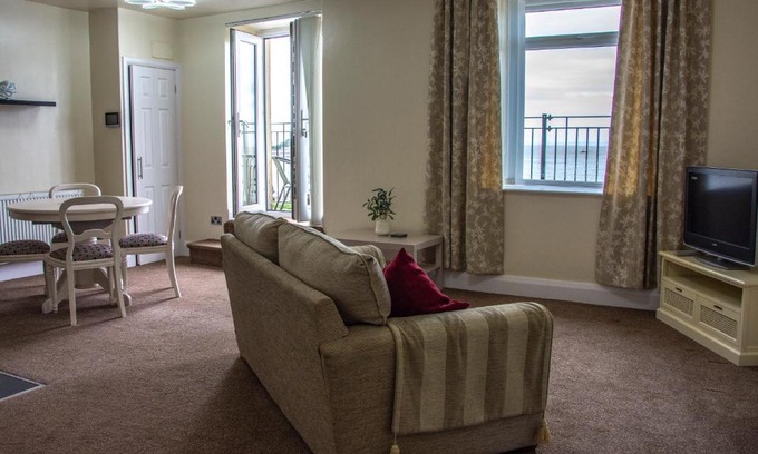 Morecambe Apartment | Morecambe Central balcony with sea view