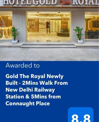 Paharganj Hotel | Newly Built Gold The Royal With Rooftop Restaurant - 2Mins Walk From New Delhi Rail Station & 5Mins from Connaught Place