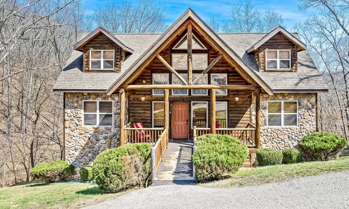 Indian Point Cottage | Newly renovated home with fantastic game room, fireplace, pool & hot tub