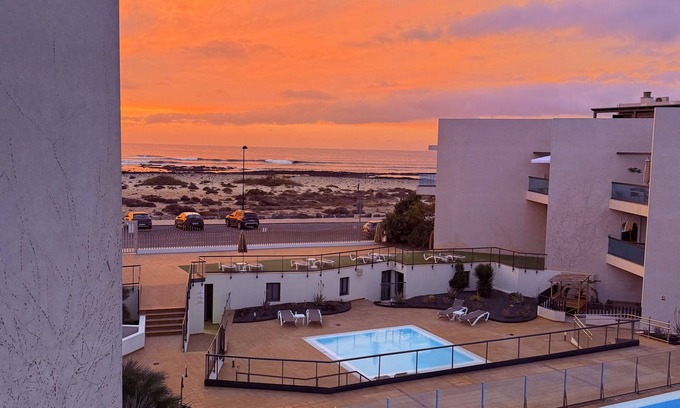 El Cotillo Apartment | Ocean view first line, pool, balcony and rooftop, CasaMar El Cotillo
