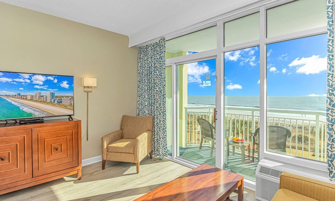 Golden Mile Condo | Oceanfront Studio With Massive Indoor Waterpark! Water Slides and More! Dunes Village Resort 347
