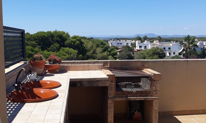 Colonia Sant Jordi Apartment | Penthouse: Private terraces with Bbq, shower and great view.WIFI, A/C, TVsat