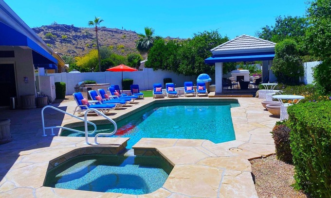 Pinnacle Hill House | Phoenix-Glendale Resort-Style Retreat. Saltwater Pool & Spa, walk to hiking.