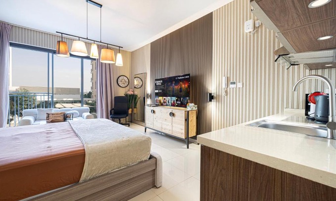 Sharjah Apartment | Poolview Studio شقة at Al Zahia - Sunset Escape