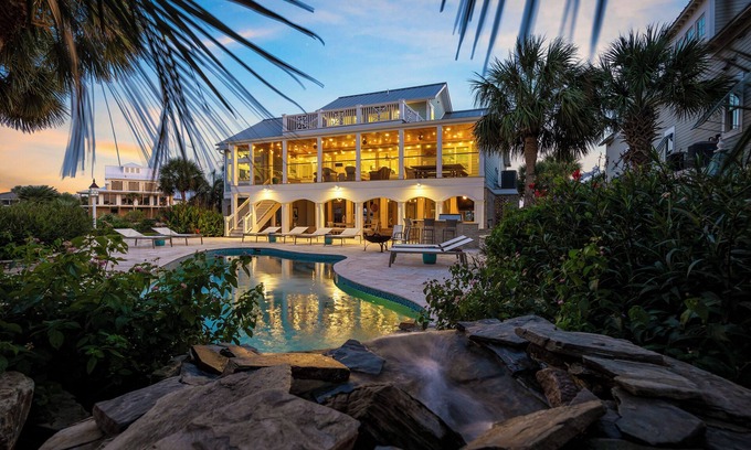 Inlet Harbour House | Pop-a-Cork: Waterfront home, pool, private beach + gated community!