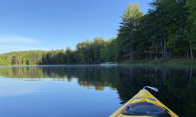 Weare House | Private lakefront new log house Main house