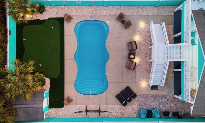 Atlantic Beach House | Private Pool! Ocean Views! 200 ft to Beach! Putting Green! Firepit! Ping Pong!