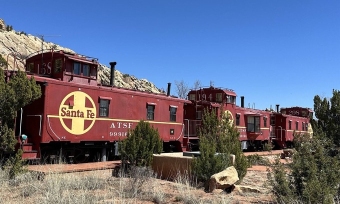 Canoncito House | Private Villa with 3 Vintage Santa Fe Cabooses