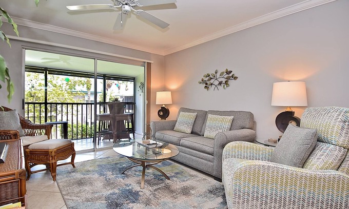 Siesta Key Condo | Renovated 2 BR/2 Bath 2nd Floor with Garden View, Short Walk to #1 Siesta Beach.
