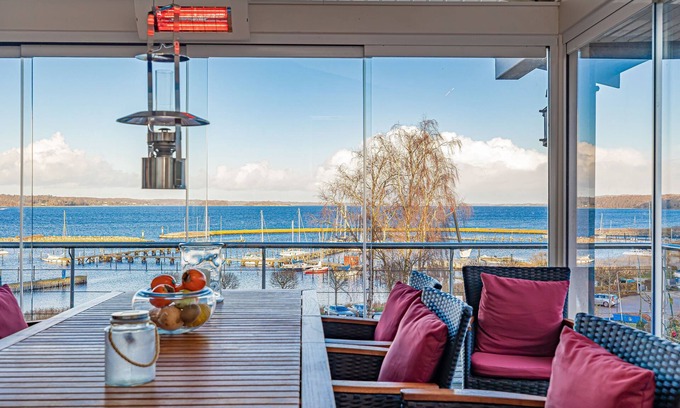 Murwik House | Residence at the marina - garage, fireplace, view of the marina, terraces