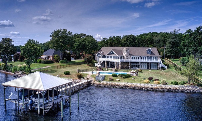 Terrell House | Resort-style Lake Norman home with unbeatable views from shore and pool!