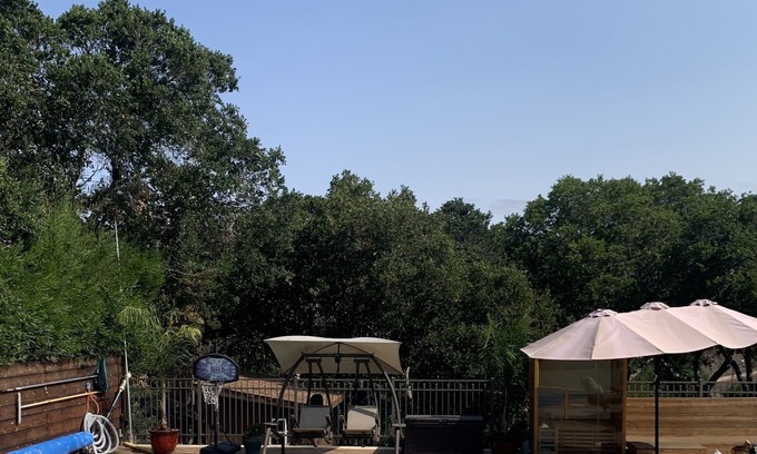 Monterey Apartment | Resort style pool, private hot tub await you at this renovated, charming studio