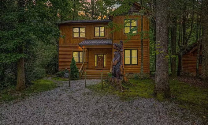 Cleveland Cabin | Riverfront 3BR Cabin minutes to Table Rock. Fire pit, hot tub, and game room.
