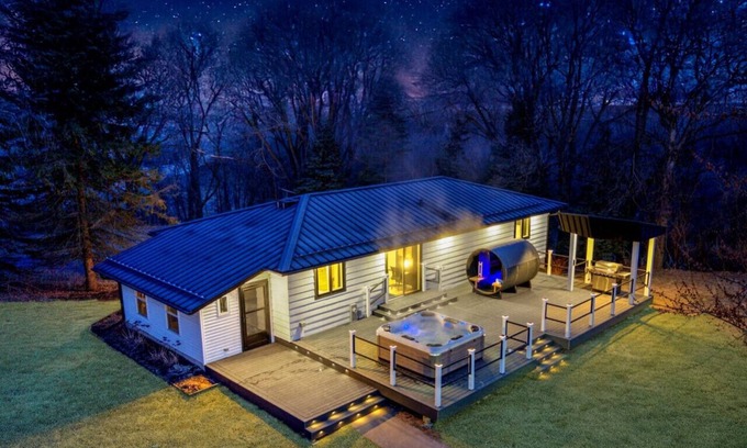 Sheboygan Falls House | Riverwoods Retreat | Game Room, Hot Tub & Sauna