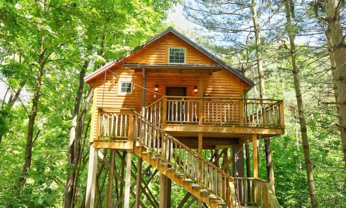 Millersburg Cabin | Romantic Treehouse Getaway with Treetop Views