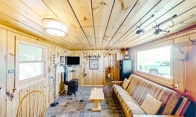 Lake Township House | Rustic getaway on Crystal Lake w/firepit, guest house & private dock