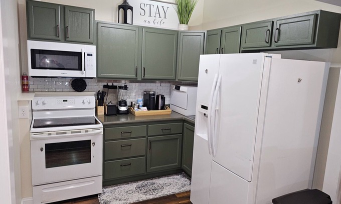 Decatur Apartment | Scenic Serene Stocked Spacious Studio 65in Smart TV WiFi Laundry Kitchen & Patio
