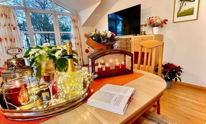 Juliusruh Apartment | Sea view Panorama Sauna Wlan Fitness room Dünenresidenz - two rooms Kitchen