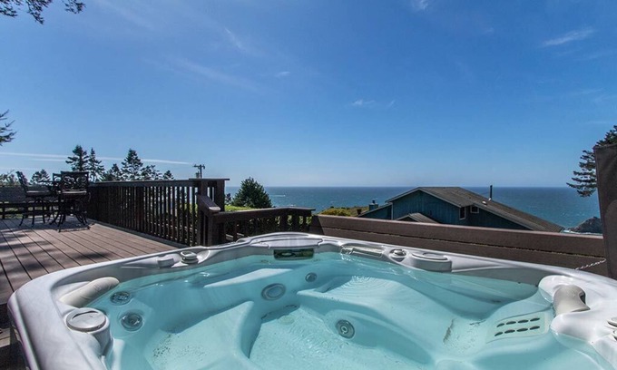 Trinidad House | Seawood Vista - Ocean & Redwood Views w/Hot Tub!