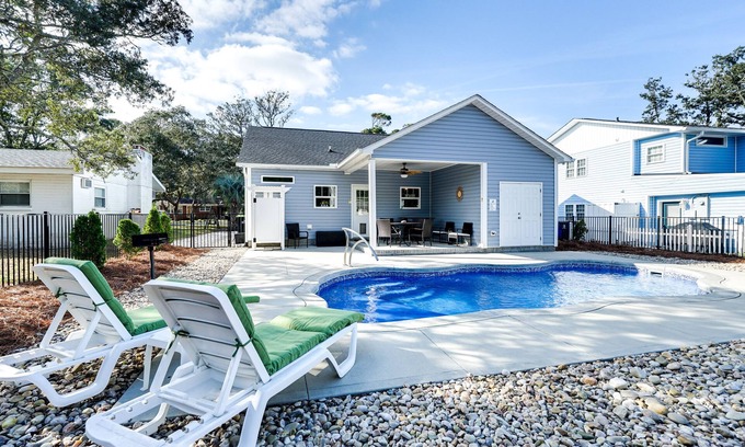 Yaupon Beach House | Serene Oak Island Home w/Private Saltwater Pool!