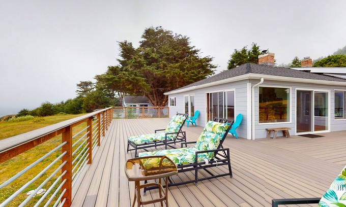 Elk House | Serene oceanfront home with large deck, panoramic views, dog-friendly, & W/D