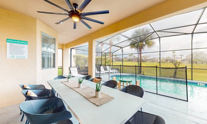 Calabay Parc House | Snowbird-friendly home near Disney with private heated pool, spa, pool table, AC