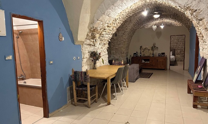 Safed Old City House | Spacious Family home with huge patio steps above HaAri and amazing view of Meron