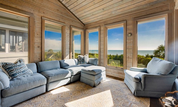 Debordieu Colony Villa | Spacious Oceanfront Villa with Elevator, wifi, library, board games, sunroom, and wine refrigerator