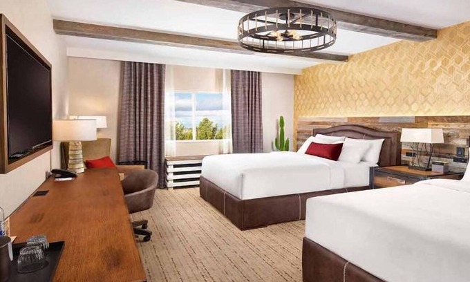 Enterprise Hotel | Spacious Room with Two Queen Beds and Stunning Poolside Views