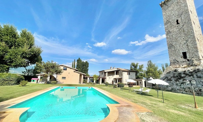 Limiti Villa | Spello By The Pool - slps 16 - child activity park, meditation park, BBQ + pool