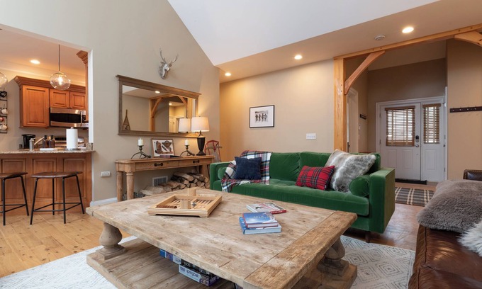 Wardsboro House | Stratton + Mt. Snow family getaway with Hot Tub, Fire Pit, Game Room, and AC!