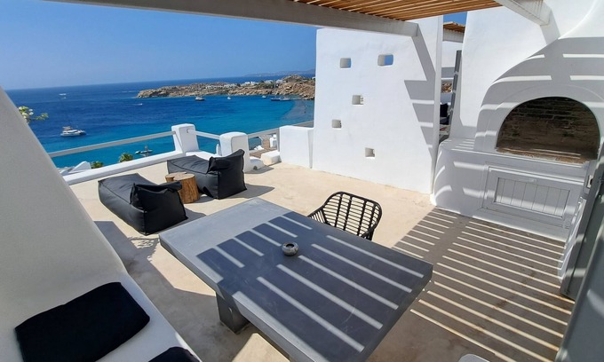 Paradise Hotel | Studio with Clear Sea View, Shared Infinity pool, bar, gym, 4' from the beach