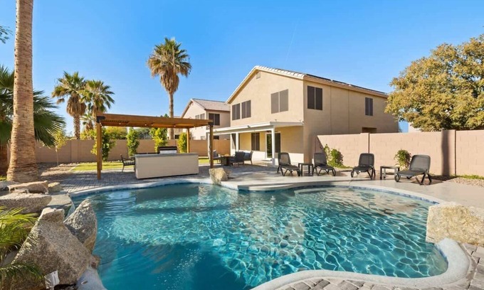 Larissa House | Sun-Drenched Terrace: Chic w/Grille, Firepit, Pool