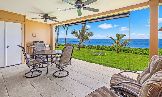 Historic Lahaina Front Street House | Superior, remodeled, Oceanfront two bedroom 2.5 bath low rise, AC, pool.