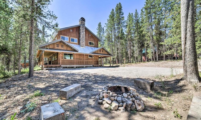 Island Park House | Swiss Cabin in Macks Inn Game Room and Fire Pit!