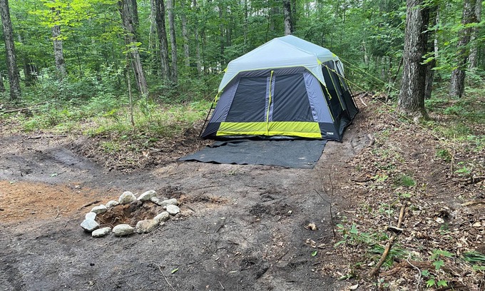 Benzonia RV Rental | Tent w/Mattresses on Private wooded camp site