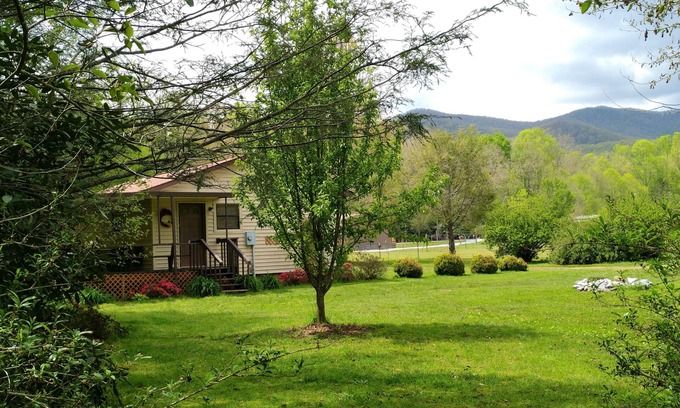 Balsam Grove Cabin | The Cabin at Maggie's Farm on rushing Tucker Creek, trout pond, Blue Ridge Pkwy
