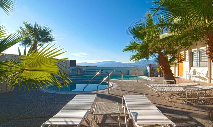 Desert Hot Springs Apartment | The Getaway 2BR #6: Pool, Mountain View, Kids/Pets welcome