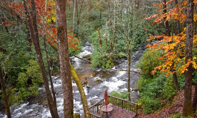 Robbinsville Cabin | The Junction-backwoods tiny home on brook trout stream with mountain ridge view
