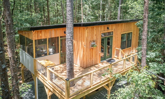 Connellys Springs Cabin | The Perch…a modern storybook treehouse with hot tub