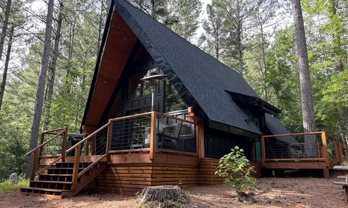 Dahlonega Cabin | The Tiny Mansion: New A-Frame! Secluded, Great Getaway in Dahlonega!