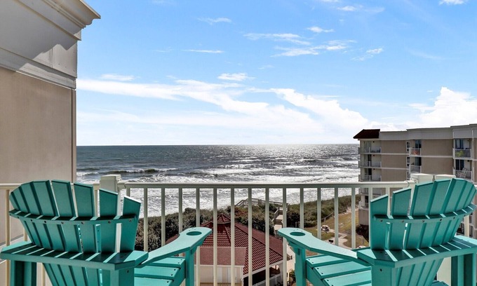 Sneads Ferry Condo | Top floor, two bedroom oceanfront condo with panoramic views