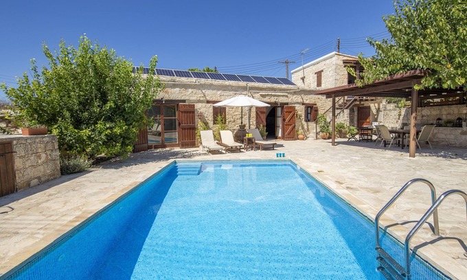 Kathikas Villa | Traditional Stone Built Holiday Villa in Walled Courtyard with Private Pool