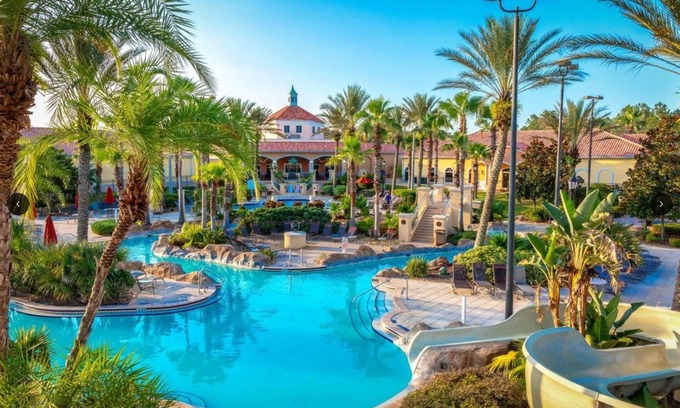 Regal Palms House | TROPICAL RESORT! Lazy River Water Slide +more! 4 BED/3 BATH