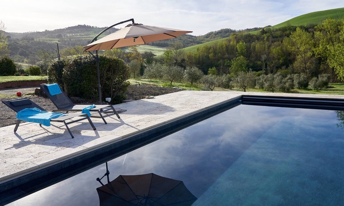 Volterra House | Tuscany holiday home for 2-6, private pool, fenced garden, scenic terrace view