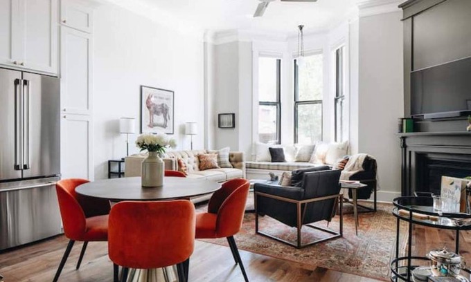 Galena Apartment | Ulysses Suites, Suite 201, 2 bedroom/2 bath, full kitchen and living room