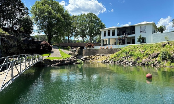 Crane Hill Villa | Unique home on the waters edge with no stairs to lake & pontoon rental option