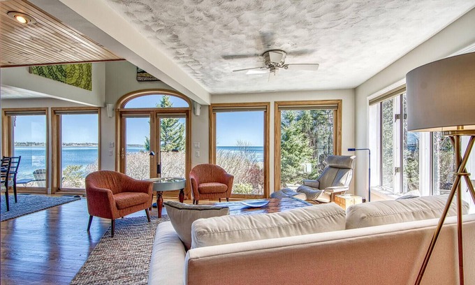 Prospect Harbor House | Unique style, local flare & open concept oceanside home near Schoodic Peninsula!