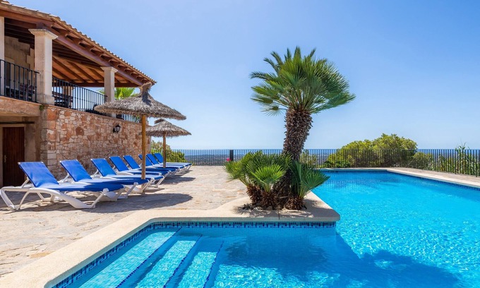 S Horta House | Villa "Es Puig" with Mountain and Sea Views, Balcony, Terraces, Garden & Pool