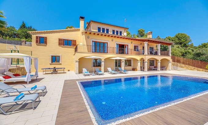 Sa Coma Villa | Villa Liman with Sea View, Mountain View, Wi-Fi, Pool, Terrace, Balcony & Garden